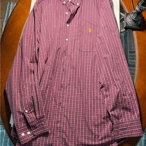 U.S. Polo Assn. Men's Red Checkered Button Down Shirt